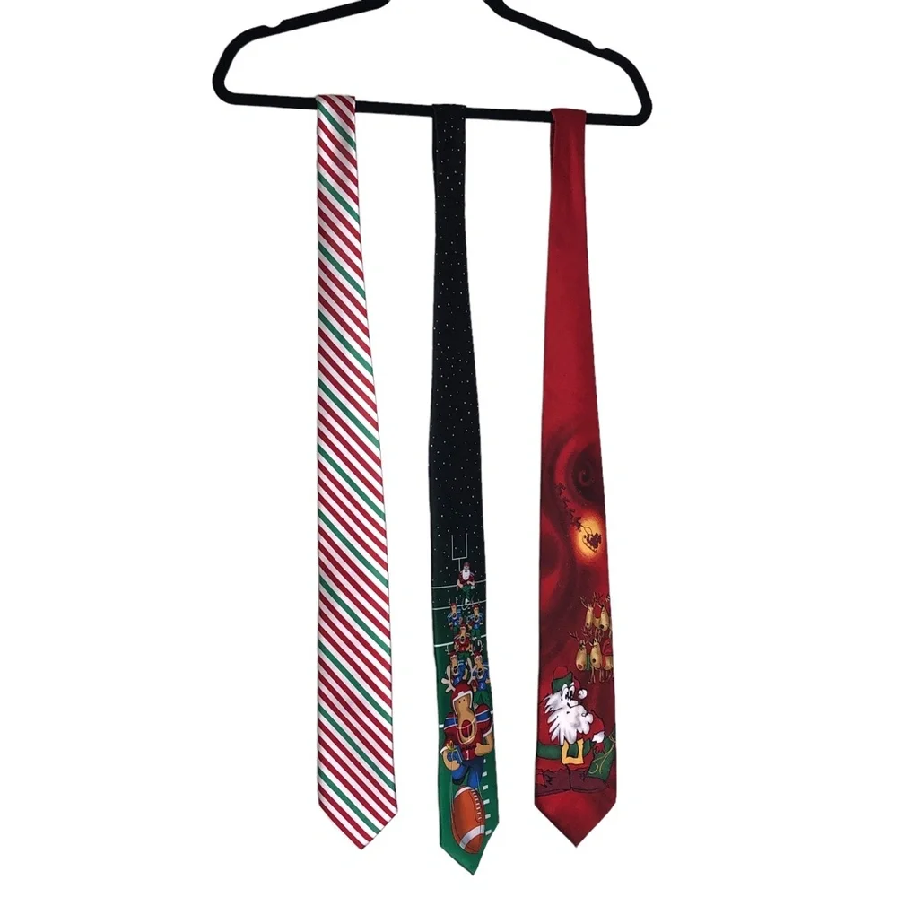 Lot Of 3 Christmas Novelty Ties Holiday Traditions Hallmark/NOEL/Merry Neck Ties